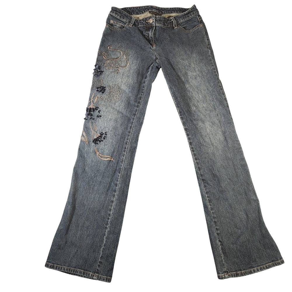 Vintage Y2K INC International Concepts Jeans Womens 8 Bootcut Floral Embroidered